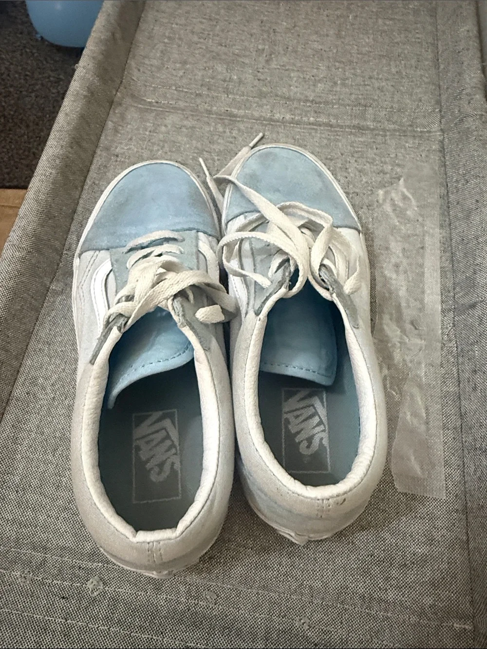 Vans Women's Light Blue and White Platform Sneakers